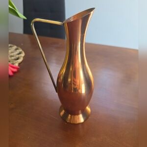 Vintage Copper Pitcher Vase with Handle